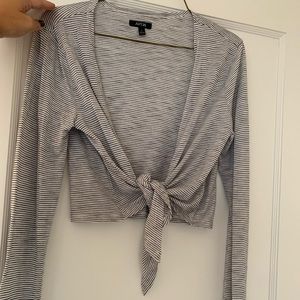 Micro stripe tie front sweater FINAL PRICE